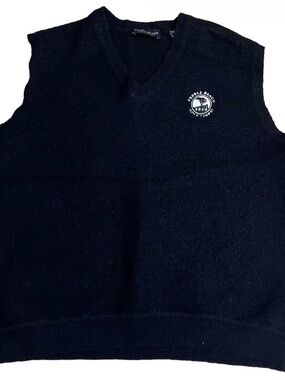 Pebble Beach Black V-Neck Sweater Vest with Emblem